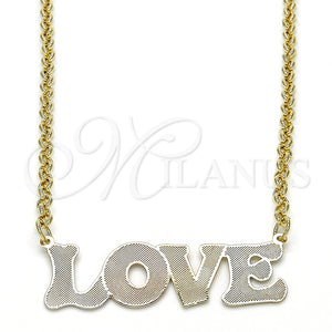 Collares con Dije 04.63.1386.1.18 Oro Laminado, Diseño de Con Nombre y Amor, Pulido, Tres Tonos (03 MM Thickness, 18 Inches Length)
