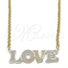 Collares con Dije 04.63.1386.1.18 Oro Laminado, Diseño de Con Nombre y Amor, Pulido, Tres Tonos (03 MM Thickness, 18 Inches Length)