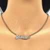 Collares con Dije 04.63.1387.1.18 Oro Laminado, Diseño de Con Nombre, Pulido, Tres Tonos (04 MM Thickness, 18 Inches Length)