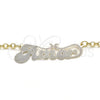 Collares con Dije 04.63.1387.1.18 Oro Laminado, Diseño de Con Nombre, Pulido, Tres Tonos (04 MM Thickness, 18 Inches Length)