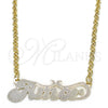 Collares con Dije 04.63.1387.1.18 Oro Laminado, Diseño de Con Nombre, Pulido, Tres Tonos (04 MM Thickness, 18 Inches Length)