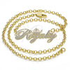 Collares con Dije 04.63.1388.1.18 Oro Laminado, Diseño de Con Nombre, Pulido, Tres Tonos (03 MM Thickness, 18 Inches Length)