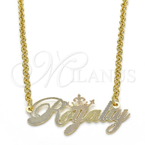 Collares con Dije 04.63.1388.1.18 Oro Laminado, Diseño de Con Nombre, Pulido, Tres Tonos (03 MM Thickness, 18 Inches Length)