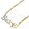 Collares con Dije 04.63.1389.1.18 Oro Laminado, Diseño de Con Nombre, Pulido, Tres Tonos (03 MM Thickness, 18 Inches Length)