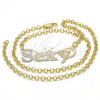 Collares con Dije 04.63.1389.1.18 Oro Laminado, Diseño de Con Nombre, Pulido, Tres Tonos (03 MM Thickness, 18 Inches Length)