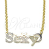Collares con Dije 04.63.1389.1.18 Oro Laminado, Diseño de Con Nombre, Pulido, Tres Tonos (03 MM Thickness, 18 Inches Length)