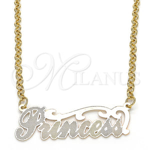 Collares con Dije 04.63.1390.1.18 Oro Laminado, Diseño de Con Nombre, Pulido, Tres Tonos (03 MM Thickness, 18 Inches Length)