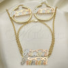 Collar, Pulsera y Dije 06.63.0235.1 Oro Laminado, Pulido, Tres Tonos