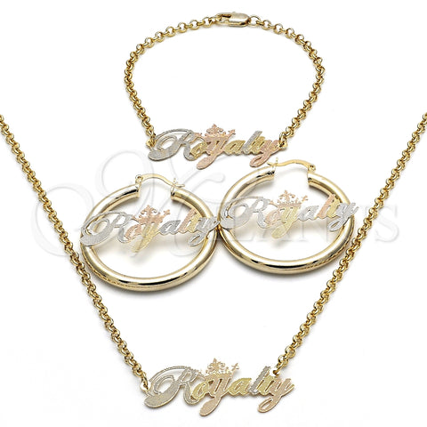 Collar, Pulsera y Dije 06.63.0236.1 Oro Laminado, Pulido, Tres Tonos