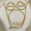 Collar, Pulsera y Dije 06.63.0238.1 Oro Laminado, Pulido, Tres Tonos