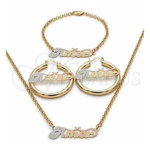 Collar, Pulsera y Dije 06.63.0238.1 Oro Laminado, Pulido, Tres Tonos