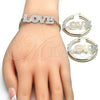 Collar, Pulsera y Dije 06.63.0246.1 Oro Laminado, Diseño de Amor, Pulido, Tres Tonos