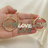 Collar, Pulsera y Dije 06.63.0246.1 Oro Laminado, Diseño de Amor, Pulido, Tres Tonos
