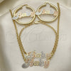 Collar, Pulsera y Dije 06.63.0247.1 Oro Laminado, Pulido, Tres Tonos
