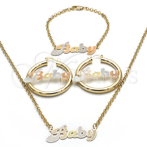 Collar, Pulsera y Dije 06.63.0247.1 Oro Laminado, Pulido, Tres Tonos