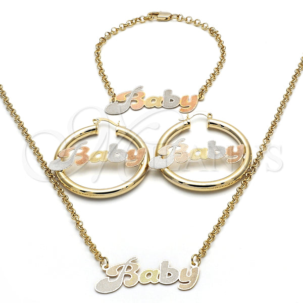 Collar, Pulsera y Dije 06.63.0247.1 Oro Laminado, Pulido, Tres Tonos