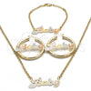 Collar, Pulsera y Dije 06.63.0247.1 Oro Laminado, Pulido, Tres Tonos