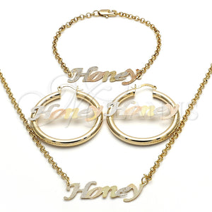 Collar, Pulsera y Dije 06.63.0250.1 Oro Laminado, Pulido, Tres Tonos