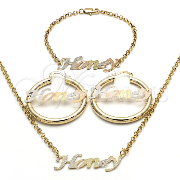 Collar, Pulsera y Dije 06.63.0250.1 Oro Laminado, Pulido, Tres Tonos