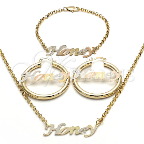 Collar, Pulsera y Dije 06.63.0250.1 Oro Laminado, Pulido, Tres Tonos