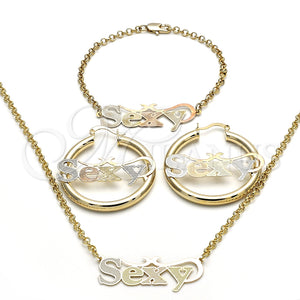 Collar, Pulsera y Dije 06.63.0252.1 Oro Laminado, Pulido, Tres Tonos