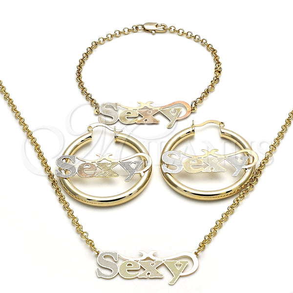 Collar, Pulsera y Dije 06.63.0252.1 Oro Laminado, Pulido, Tres Tonos