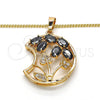 Collares con Dije 04.210.0005.18 Oro Laminado, con Negro and Blanca Zirconia Cubica, Pulido, Tono Dorado (02 MM Thickness, 18 Inches Length)
