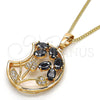 Collares con Dije 04.210.0005.18 Oro Laminado, con Negro and Blanca Zirconia Cubica, Pulido, Tono Dorado (02 MM Thickness, 18 Inches Length)
