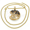 Collares con Dije 04.210.0005.18 Oro Laminado, con Negro and Blanca Zirconia Cubica, Pulido, Tono Dorado (02 MM Thickness, 18 Inches Length)