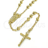 Rosario Fino 09.213.0016.24 Oro Laminado, Diseño de Guadalupe y Crucifijo, Pulido, Tono Dorado