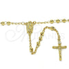 Rosario Fino 09.213.0016.24 Oro Laminado, Diseño de Guadalupe y Crucifijo, Pulido, Tono Dorado