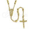 Rosario Fino 09.213.0016.24 Oro Laminado, Diseño de Guadalupe y Crucifijo, Pulido, Tono Dorado