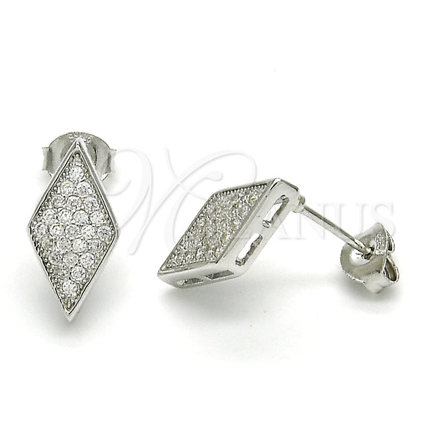Arete Dormilona 02.285.0080 Plata Rodinada, con Zirconia Cubica Blanca, Pulido, Rodinado
