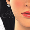 Arete Dormilona 02.285.0081 Plata Rodinada, Diseño de Estrella, con Zirconia Cubica Blanca, Pulido, Rodinado