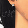 Arete Dormilona 02.285.0081 Plata Rodinada, Diseño de Estrella, con Zirconia Cubica Blanca, Pulido, Rodinado