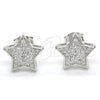 Arete Dormilona 02.285.0081 Plata Rodinada, Diseño de Estrella, con Zirconia Cubica Blanca, Pulido, Rodinado