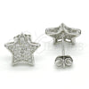 Arete Dormilona 02.285.0081 Plata Rodinada, Diseño de Estrella, con Zirconia Cubica Blanca, Pulido, Rodinado