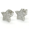 Arete Dormilona 02.285.0081 Plata Rodinada, Diseño de Estrella, con Zirconia Cubica Blanca, Pulido, Rodinado