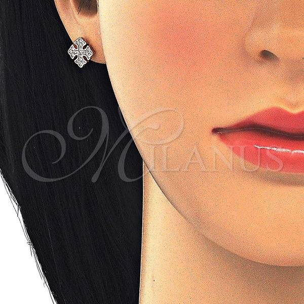 Arete Dormilona 02.285.0083 Plata Rodinada, con Zirconia Cubica Blanca, Pulido, Tono Rosado