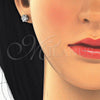 Arete Dormilona 02.285.0084 Plata Rodinada, Diseño de Flor, con Zirconia Cubica Blanca, Pulido, Rodinado