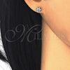Arete Dormilona 02.285.0084 Plata Rodinada, Diseño de Flor, con Zirconia Cubica Blanca, Pulido, Rodinado