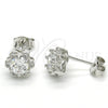 Arete Dormilona 02.285.0084 Plata Rodinada, Diseño de Flor, con Zirconia Cubica Blanca, Pulido, Rodinado