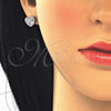 Arete Dormilona 02.285.0087 Plata Rodinada, Diseño de Corazón, con Zirconia Cubica Blanca y Micro Pave Blanca, Pulido, Rodinado
