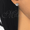 Arete Dormilona 02.285.0087 Plata Rodinada, Diseño de Corazón, con Zirconia Cubica Blanca y Micro Pave Blanca, Pulido, Rodinado