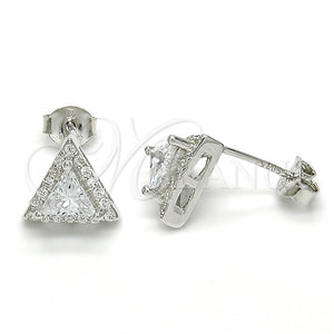 Arete Dormilona 02.285.0088 Plata Rodinada, con Zirconia Cubica Blanca, Pulido, Rodinado