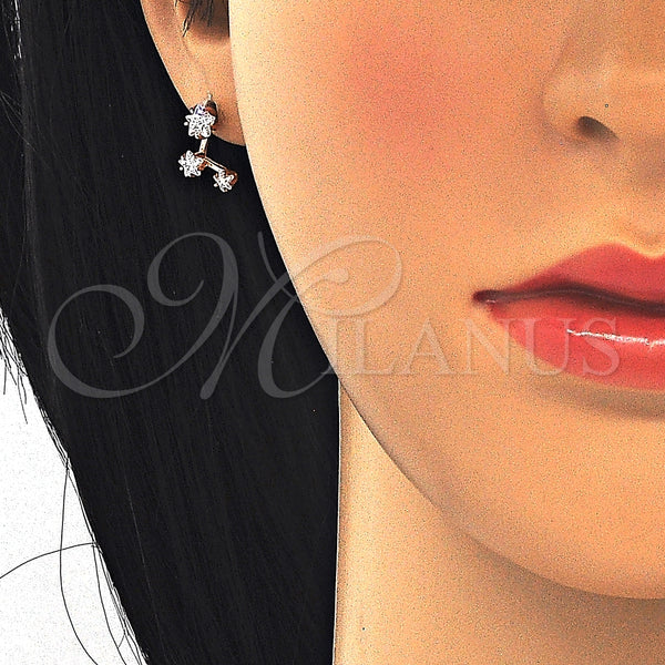 Arete Dormilona 02.285.0089 Plata Rodinada, Diseño de Estrella, con Zirconia Cubica Blanca, Pulido, Tono Rosado