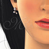 Arete Dormilona 02.285.0089 Plata Rodinada, Diseño de Estrella, con Zirconia Cubica Blanca, Pulido, Tono Rosado