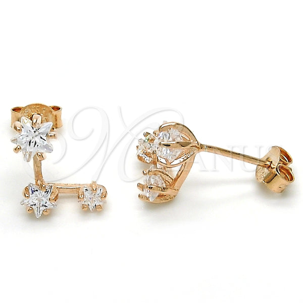 Arete Dormilona 02.285.0089 Plata Rodinada, Diseño de Estrella, con Zirconia Cubica Blanca, Pulido, Tono Rosado
