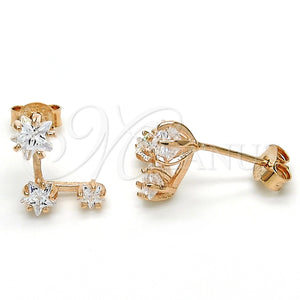 Arete Dormilona 02.285.0089 Plata Rodinada, Diseño de Estrella, con Zirconia Cubica Blanca, Pulido, Tono Rosado