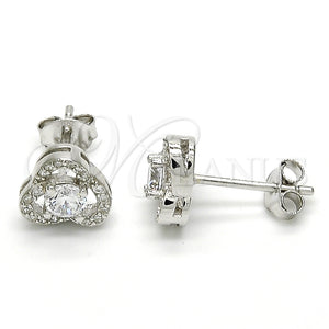 Arete Dormilona 02.285.0091 Plata Rodinada, con Zirconia Cubica Blanca, Pulido, Rodinado